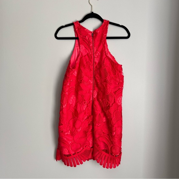 2/25 Lovers + Friends Caspian Floral Red Lace Embroidered Mini Dress - Picture 4 of 7
